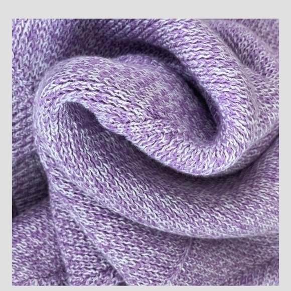 Talbots Shaker Stitch Sweater Pima Cotton Marled Purple Crew Neck Size Small - Picture 11 of 12